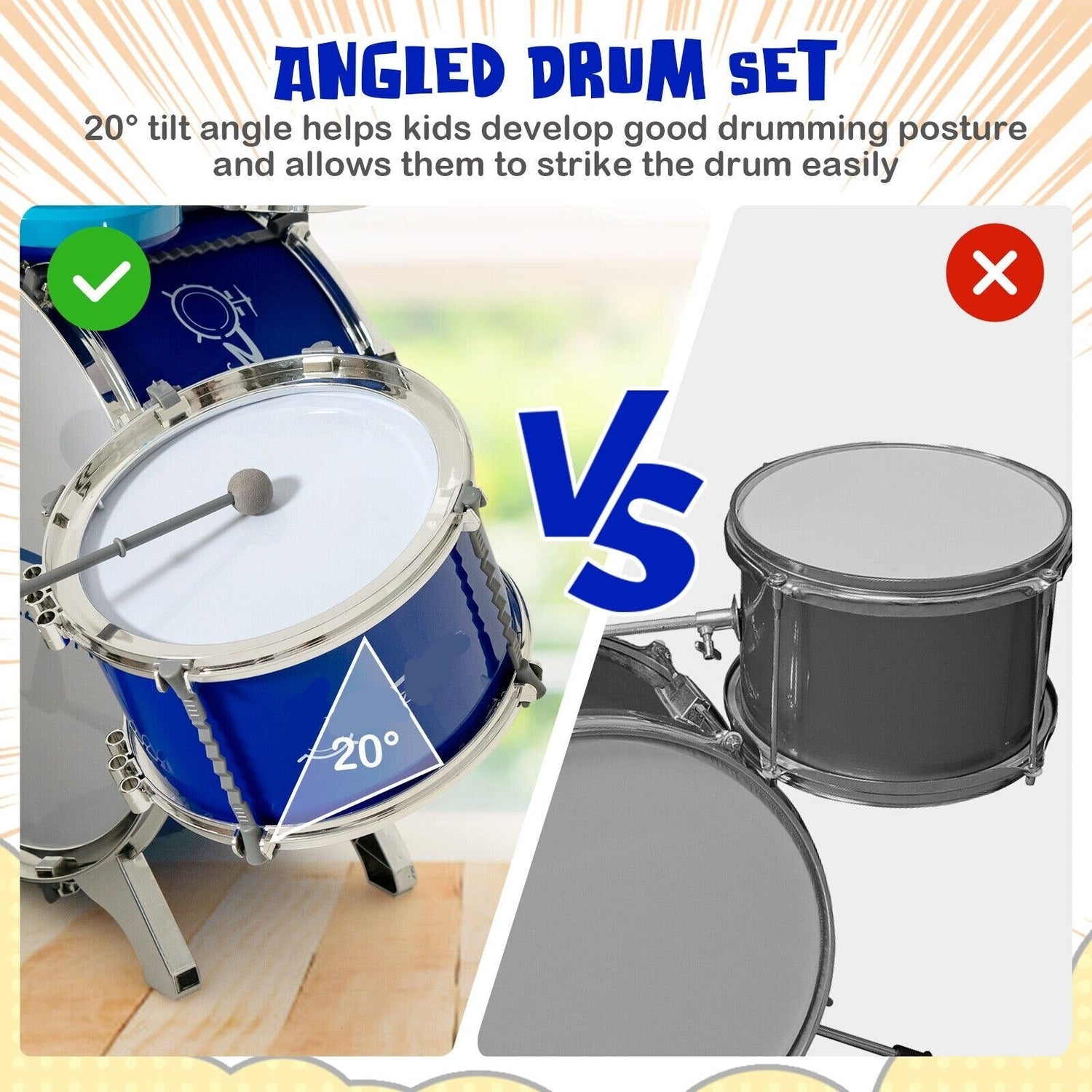 Jazz Drum Set for Toddler/Kids w/Keyboard/Cymbal/Microphone childrensterritory