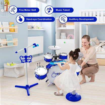 Jazz Drum Set for Toddler/Kids w/Keyboard/Cymbal/Microphone childrensterritory