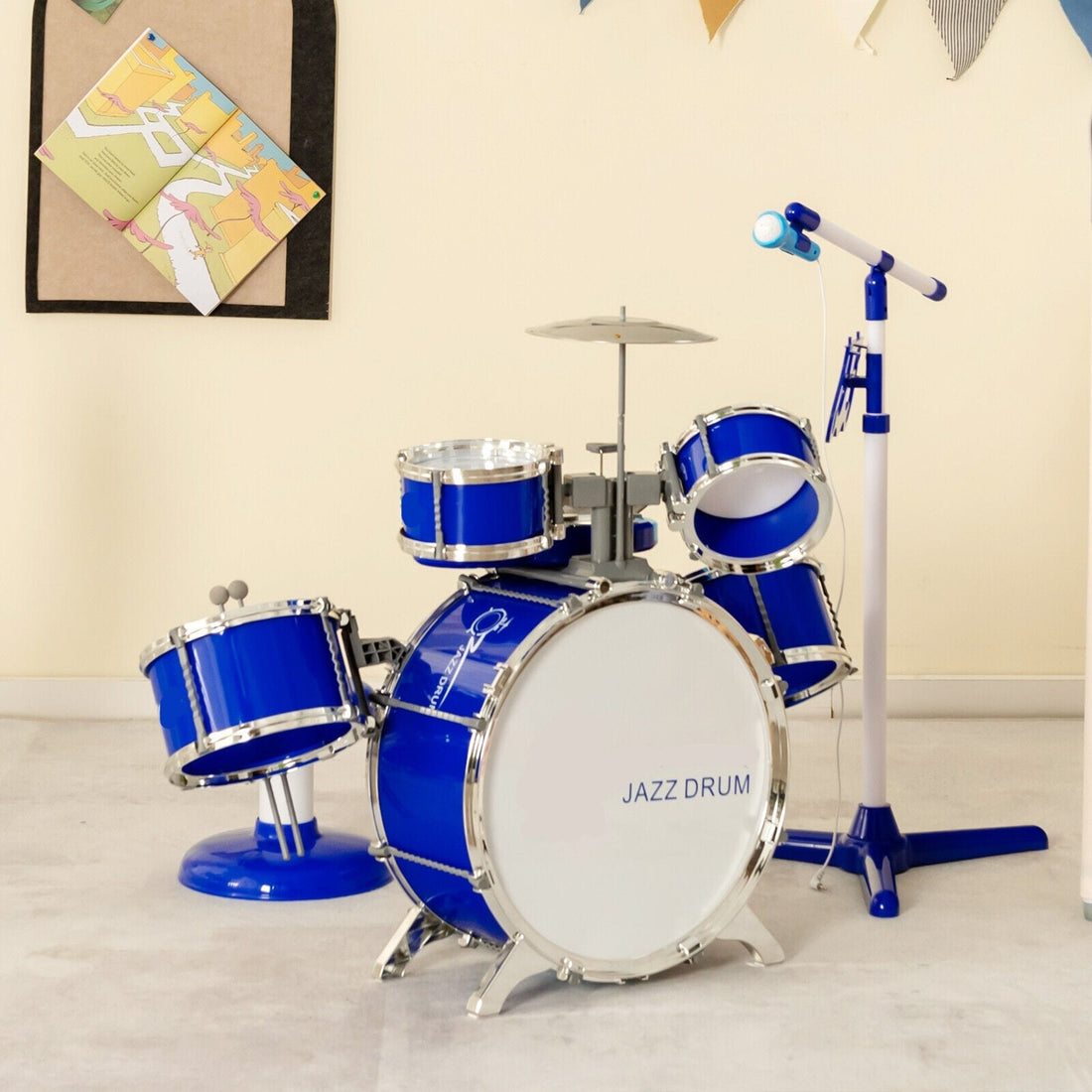 Jazz Drum Set for Toddler/Kids w/Keyboard/Cymbal/Microphone childrensterritory