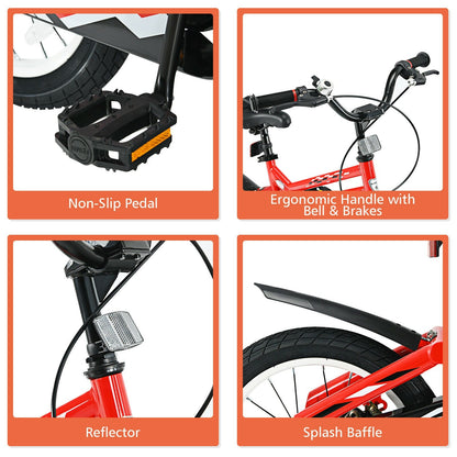 Kids 16" Adjustable Freestyle Bicycle w/ Training Wheels childrensterritory
