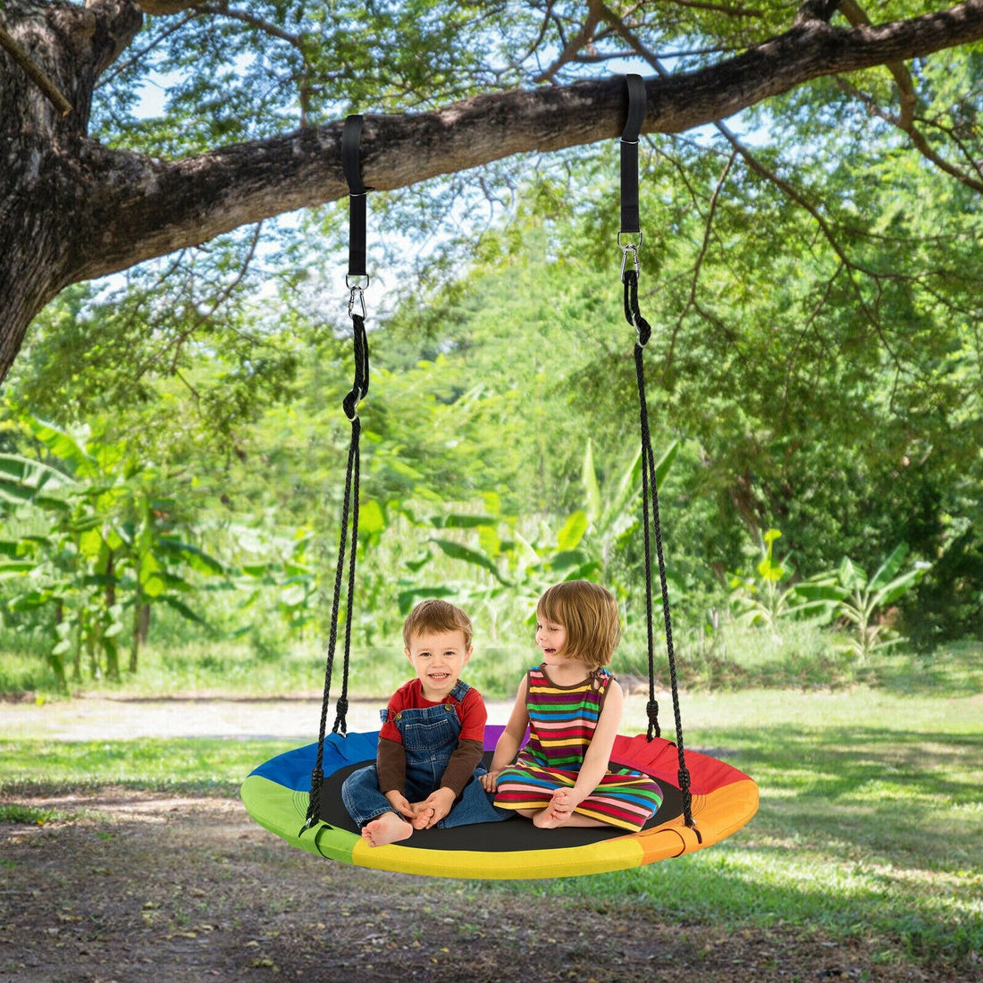 Kids 40 &amp; 770 lbs Flying Saucer Tree Swing w/ 2Hanging Straps childrensterritory
