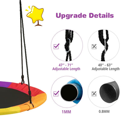 Kids 40 &amp; 770 lbs Flying Saucer Tree Swing w/ 2Hanging Straps childrensterritory