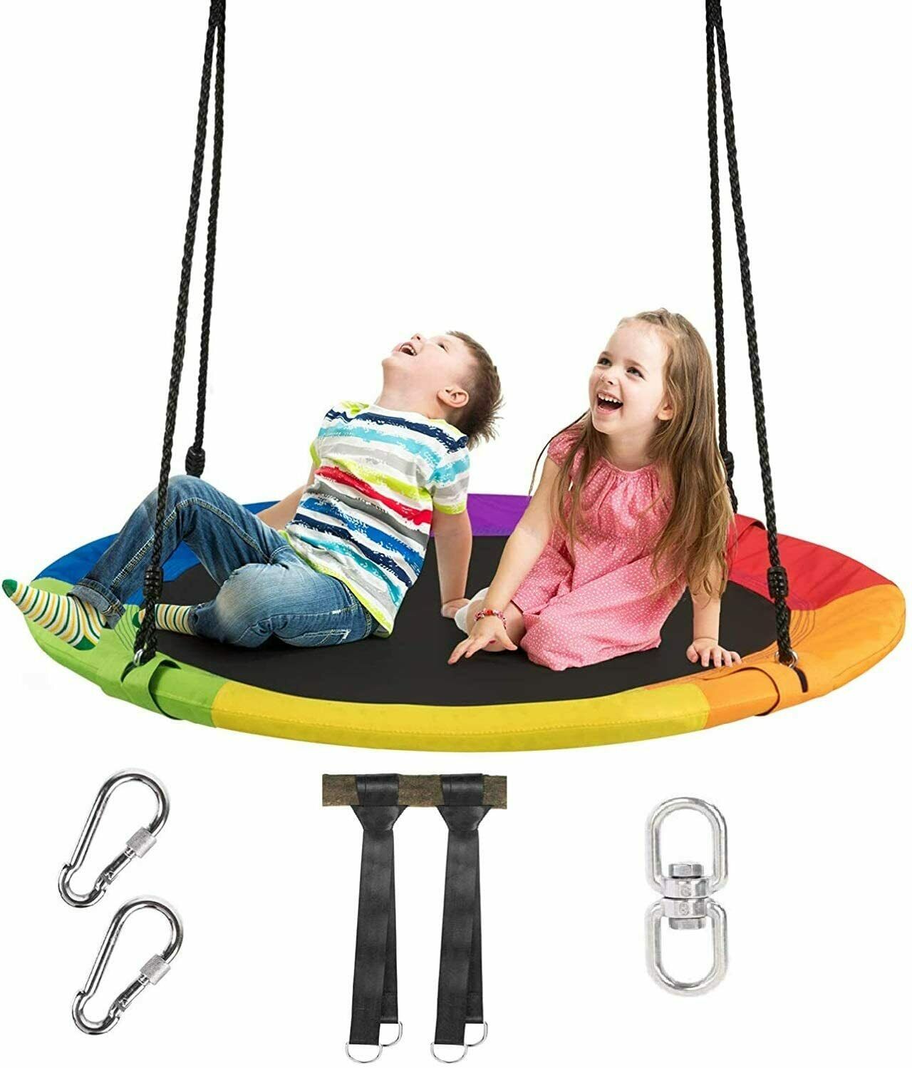 Kids 40 &amp; 770 lbs Flying Saucer Tree Swing w/ 2Hanging Straps childrensterritory