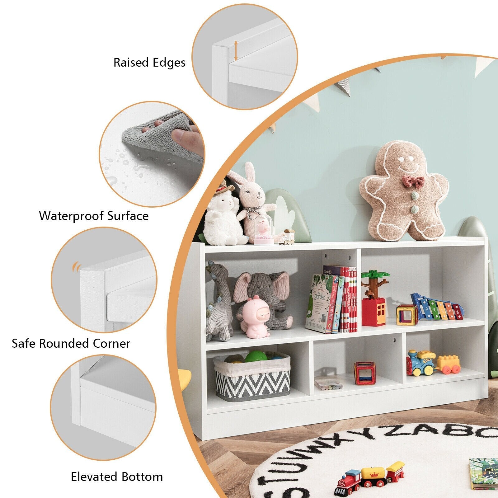 Kids 5-Cube Wood Toy Storage Cabinet childrensterritory