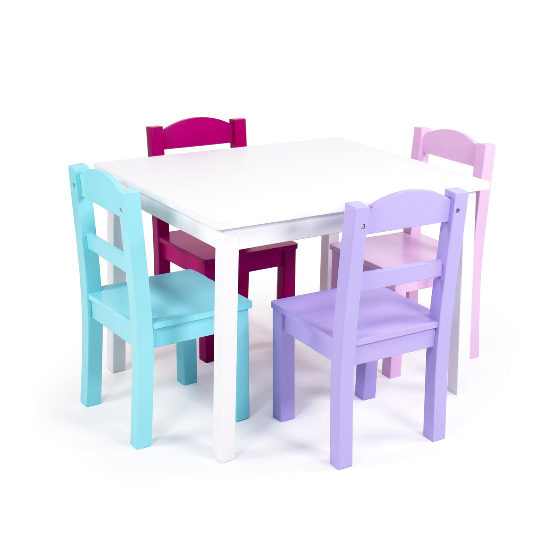 Kids 5 Piece Rectangle Pastel Table and Chair Set childrensterritory