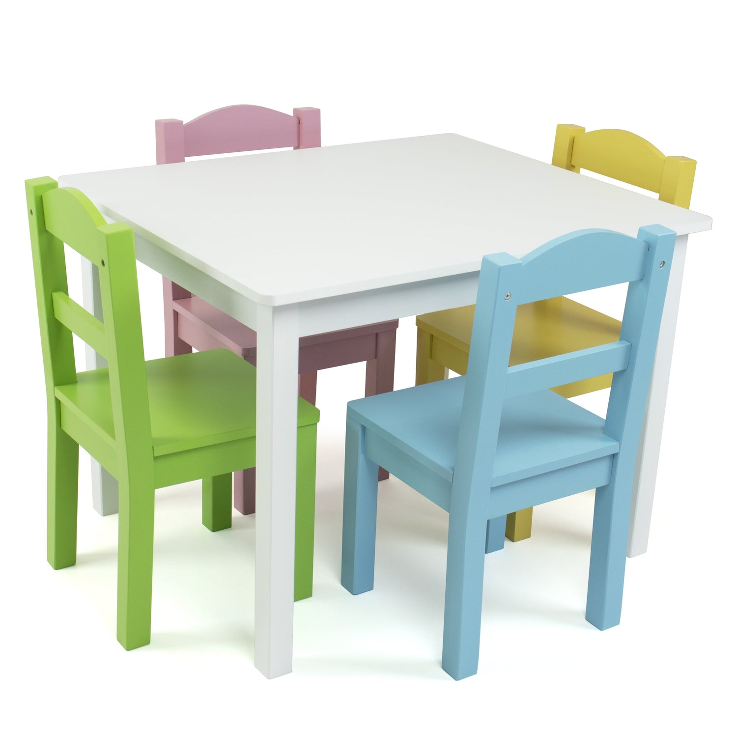 Kids 5 Piece Rectangle Pastel Table and Chair Set childrensterritory