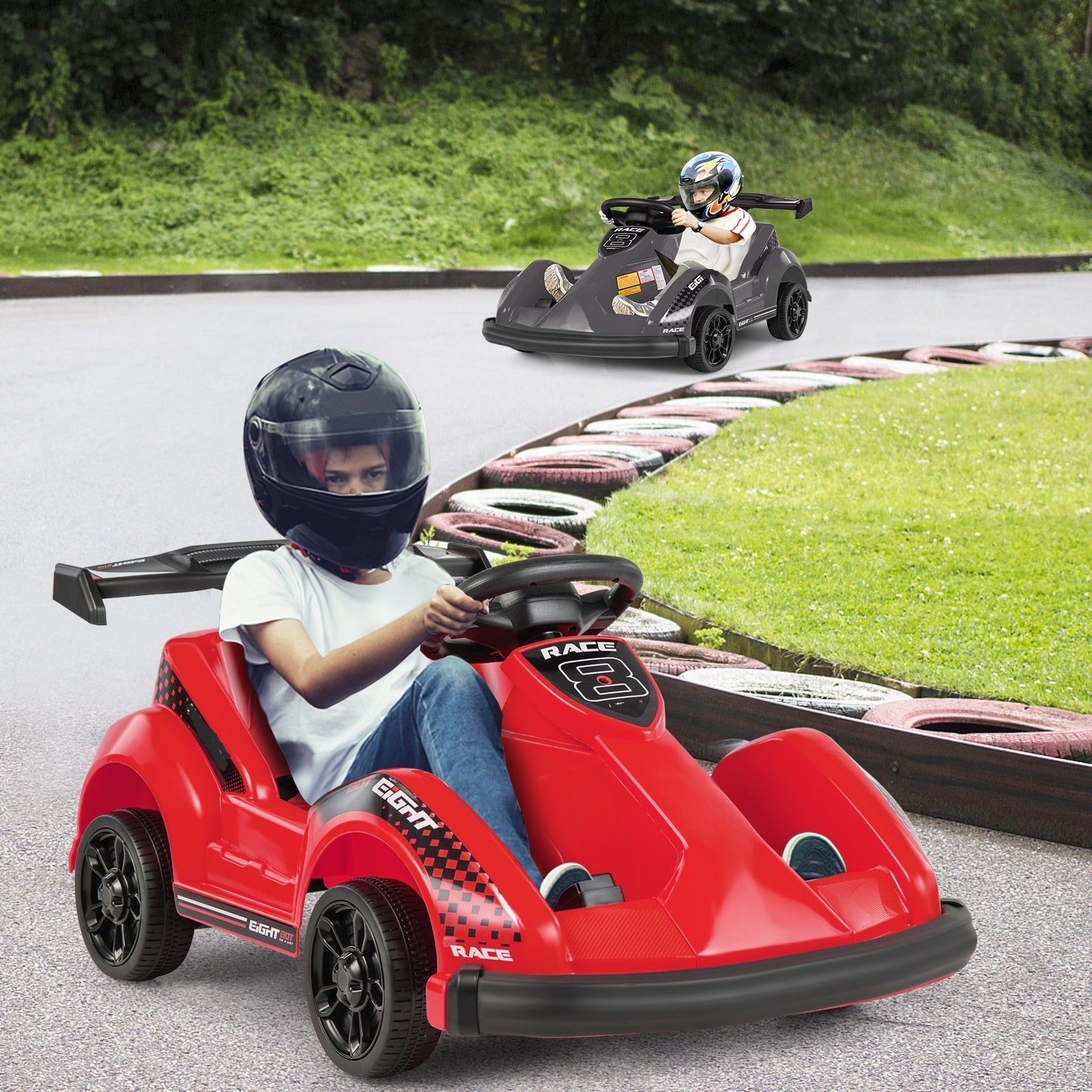 Kids 6V Battery Powered Ride On Racer w/ Bumper &amp; Music childrensterritory