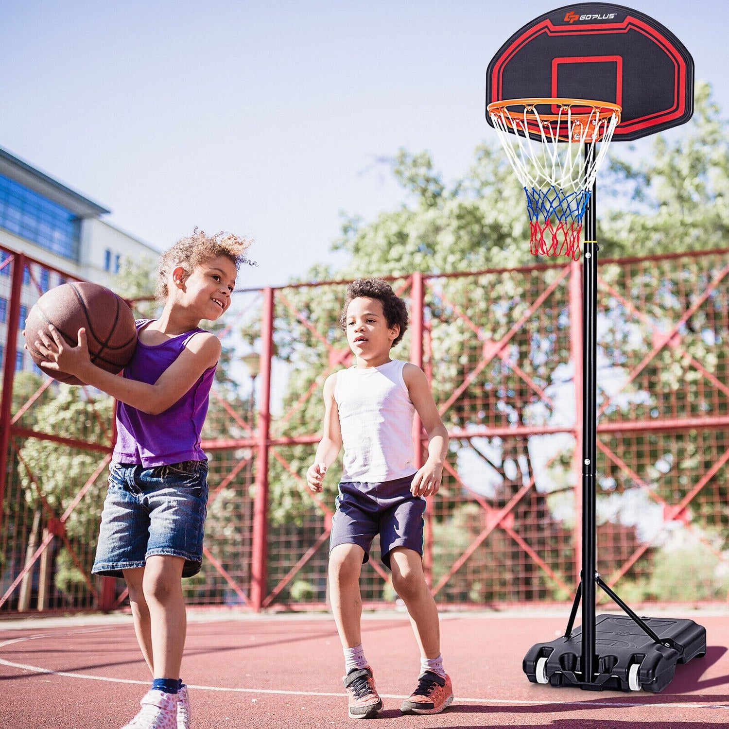Kids Adjustable Basketball Hoop Stand W/Durable Net childrensterritory
