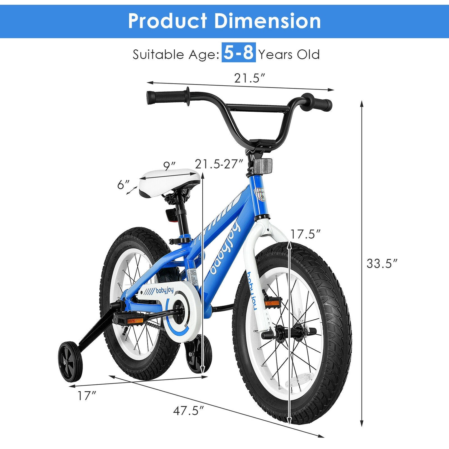 Kids Bicycle w/ Training Wheels for 5-8 Y Old childrensterritory