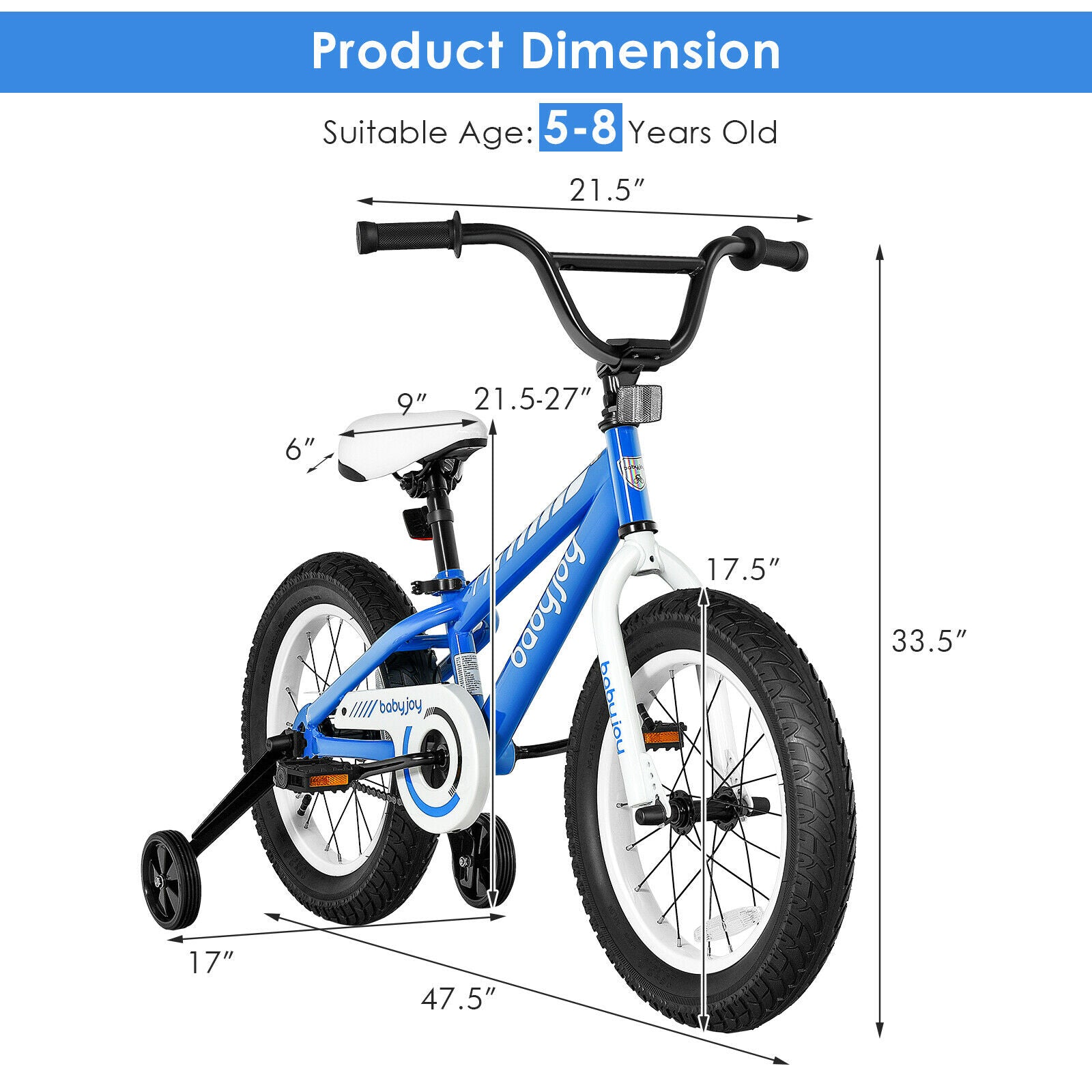 Kids Bicycle w/ Training Wheels for 5-8 Y Old childrensterritory