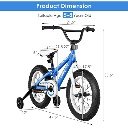 Kids Bicycle w/ Training Wheels for 5-8 Y Old childrensterritory