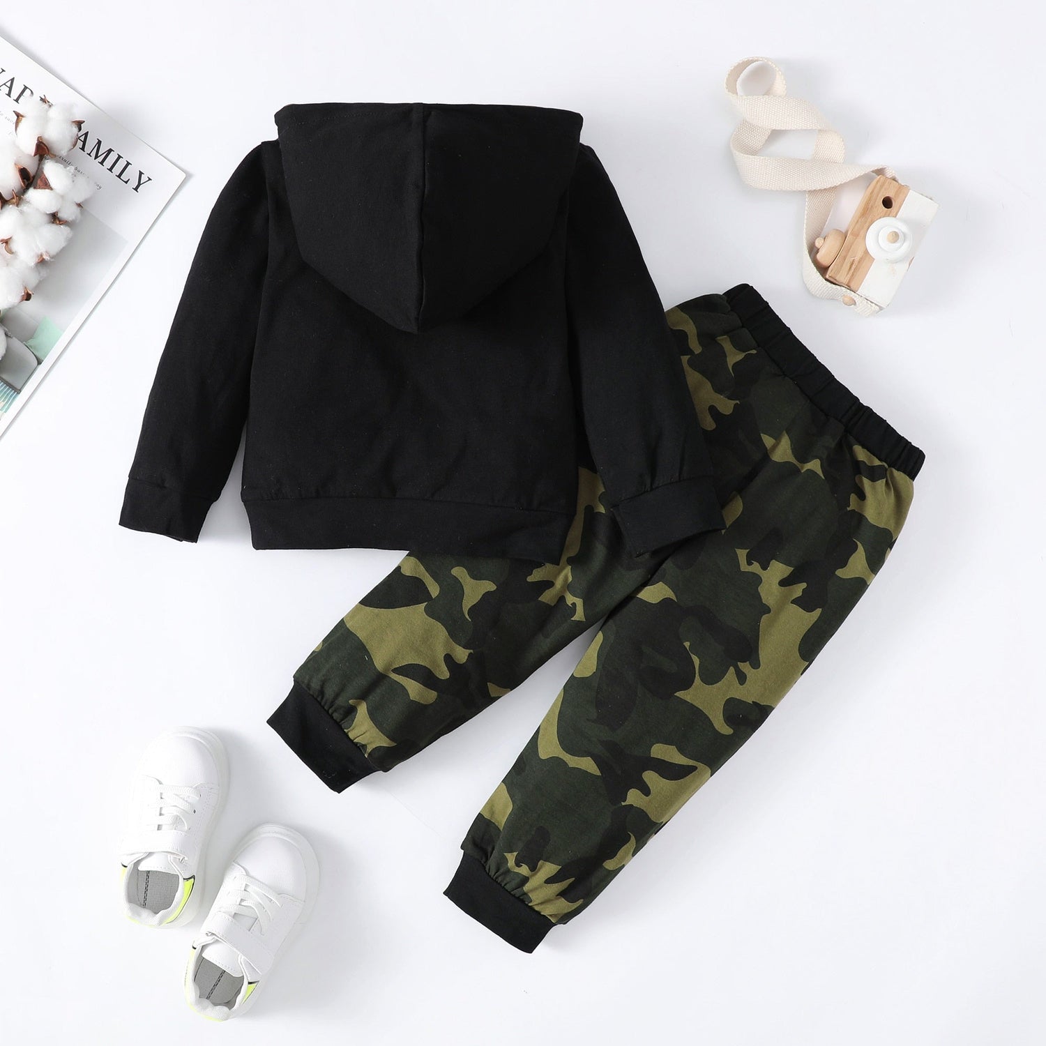 Kids Boys Black Hoodie+Camouflage Pants Suit childrensterritory