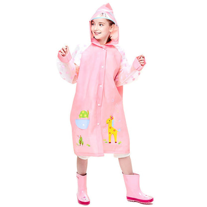 Kids Boys Girls Cartoon Print Hooded Raincoat childrensterritory