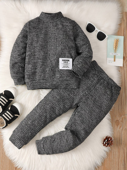 Kids Boys High Collar Top+Warm Pants 2 PCS Set childrensterritory