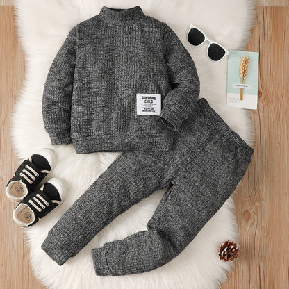 Kids Boys High Collar Top+Warm Pants 2 PCS Set childrensterritory