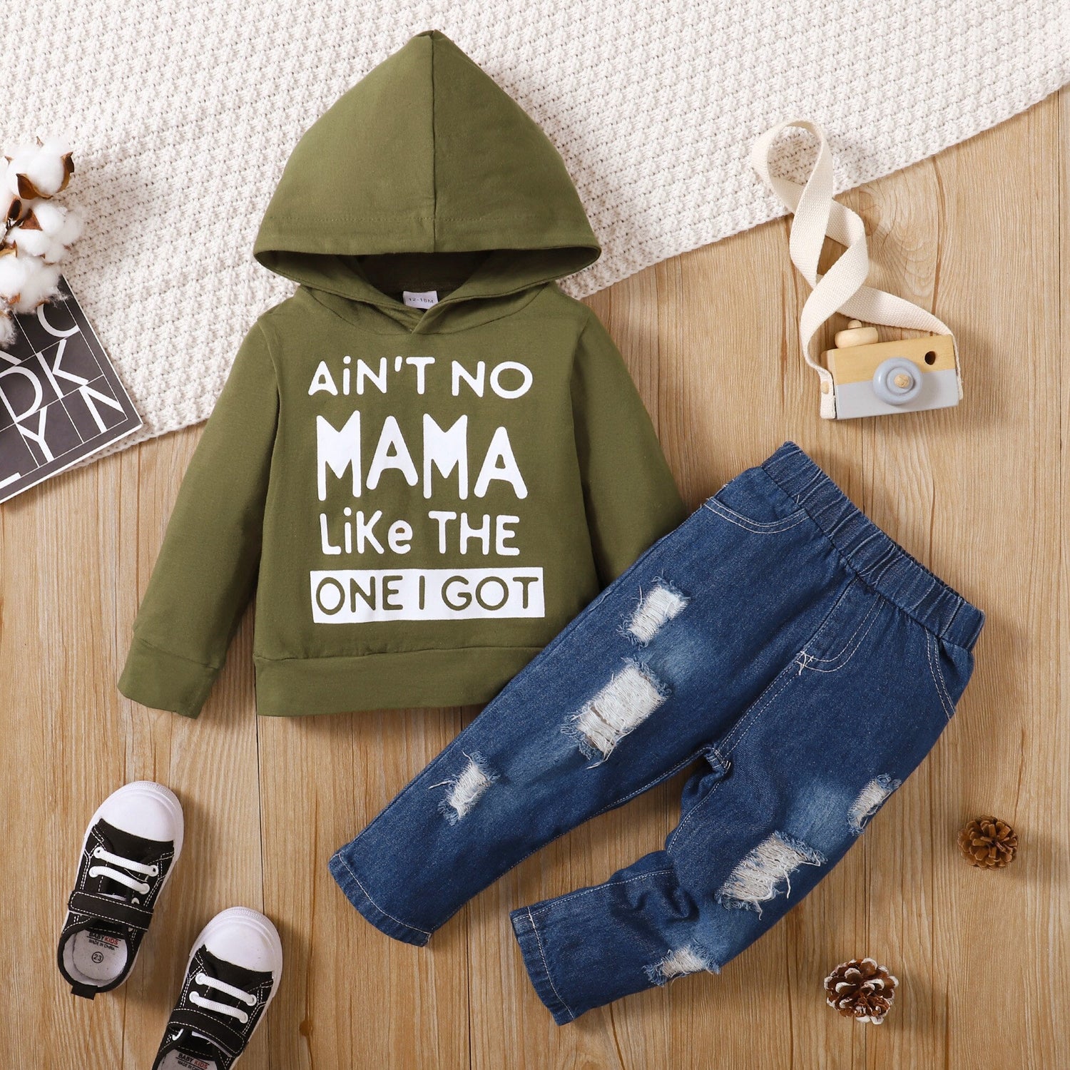 Kids Boys Hooded Top + Jean 2Pcs Clothes Set childrensterritory