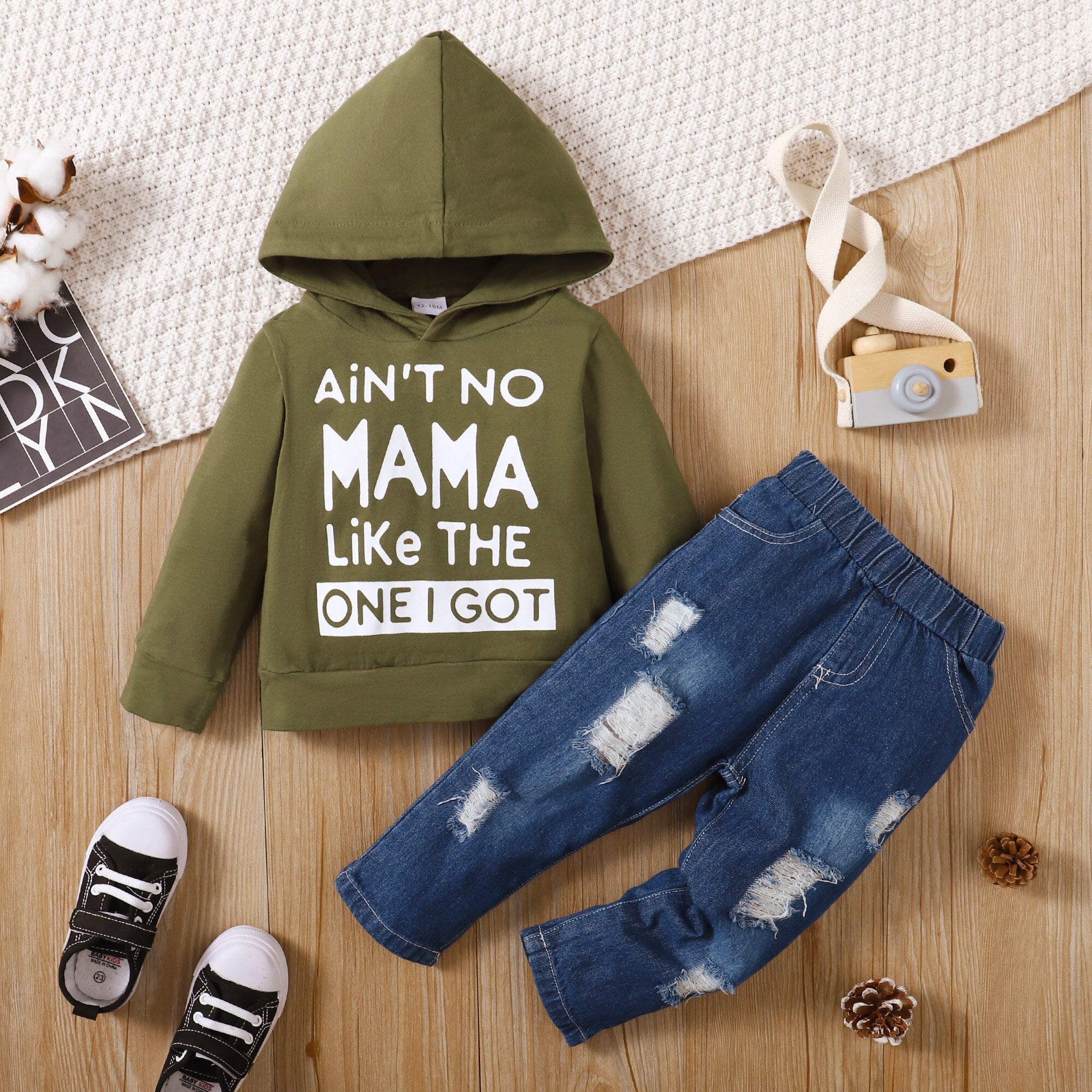 Kids Boys Hooded Top + Jean 2Pcs Clothes Set childrensterritory