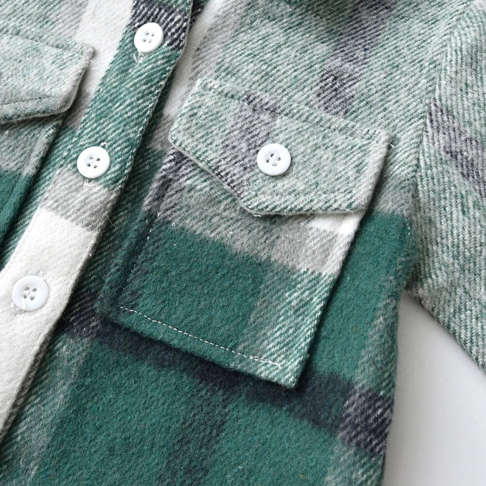 Kids Boys Long Sleeve Classic Plaid Cotton Shirts childrensterritory