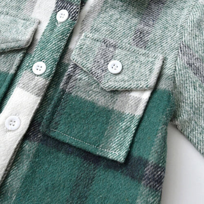 Kids Boys Long Sleeve Classic Plaid Cotton Shirts childrensterritory