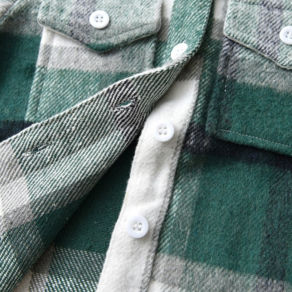Kids Boys Long Sleeve Classic Plaid Cotton Shirts childrensterritory