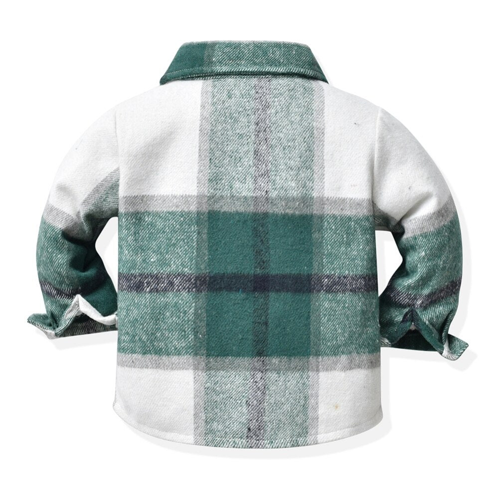 Kids Boys Long Sleeve Classic Plaid Cotton Shirts childrensterritory