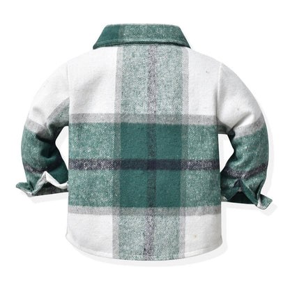 Kids Boys Long Sleeve Classic Plaid Cotton Shirts childrensterritory