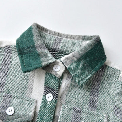 Kids Boys Long Sleeve Classic Plaid Cotton Shirts childrensterritory