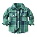Kids Boys Long Sleeve Classic Plaid Cotton Shirts childrensterritory
