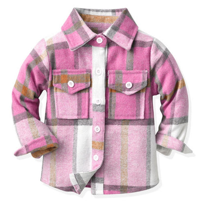 Kids Boys Long Sleeve Classic Plaid Cotton Shirts childrensterritory