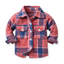 Kids Boys Long Sleeve Classic Plaid Cotton Shirts childrensterritory