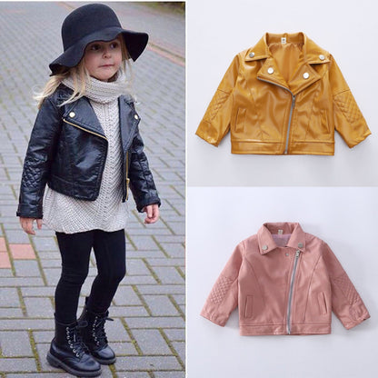 Kids Boys/Girls Stylish Short Leather Jacket/Coat childrensterritory