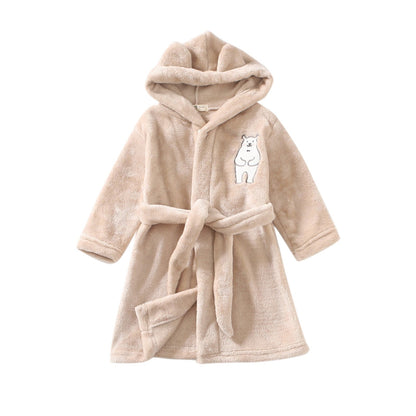 Kids Cute Cartoon Pattern Hooded Robes/Flannel Night-Robe childrensterritory