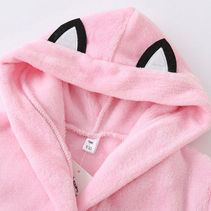 Kids Cute Cartoon Pattern Hooded Robes/Flannel Night-Robe childrensterritory