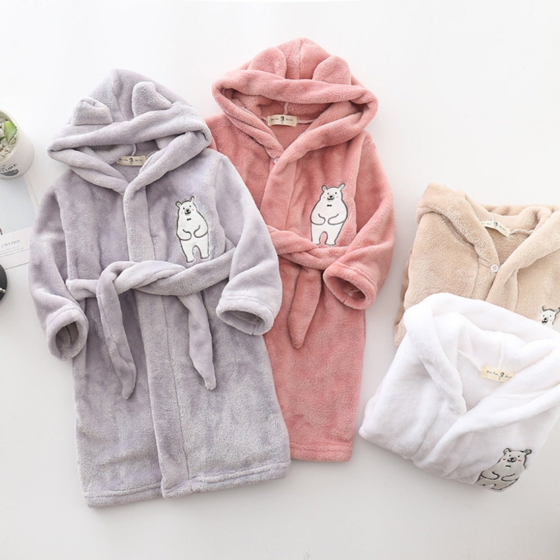 Kids Cute Cartoon Pattern Hooded Robes/Flannel Night-Robe childrensterritory
