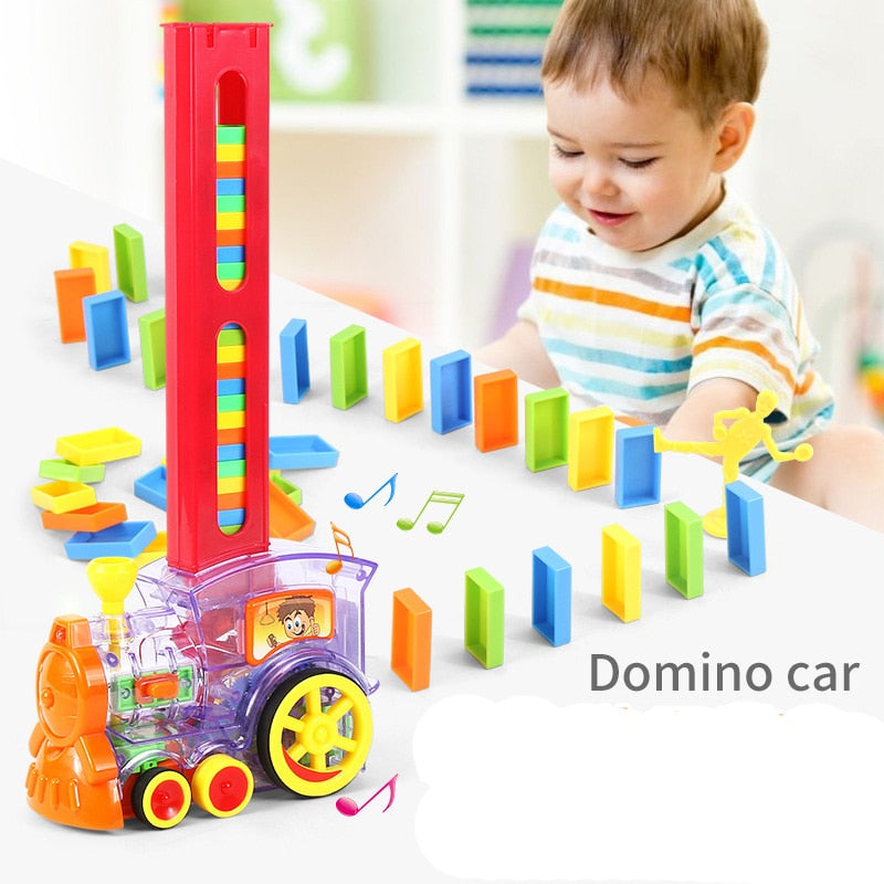 Kids Domino Rally Electric Train Toy With Lights And Sound childrensterritory