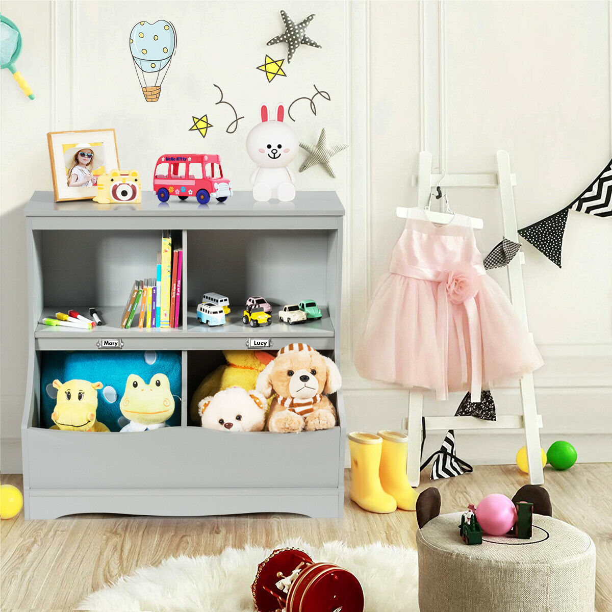 Kids Floor Cabinet Multi-Functional Bookcase childrensterritory
