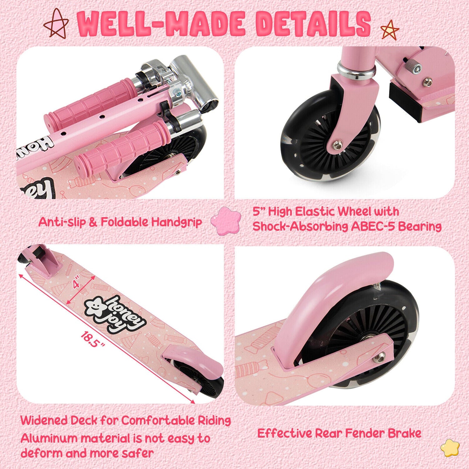 Kids Folding &amp; Adjustable Kick Scooter w/Flashing Wheels childrensterritory