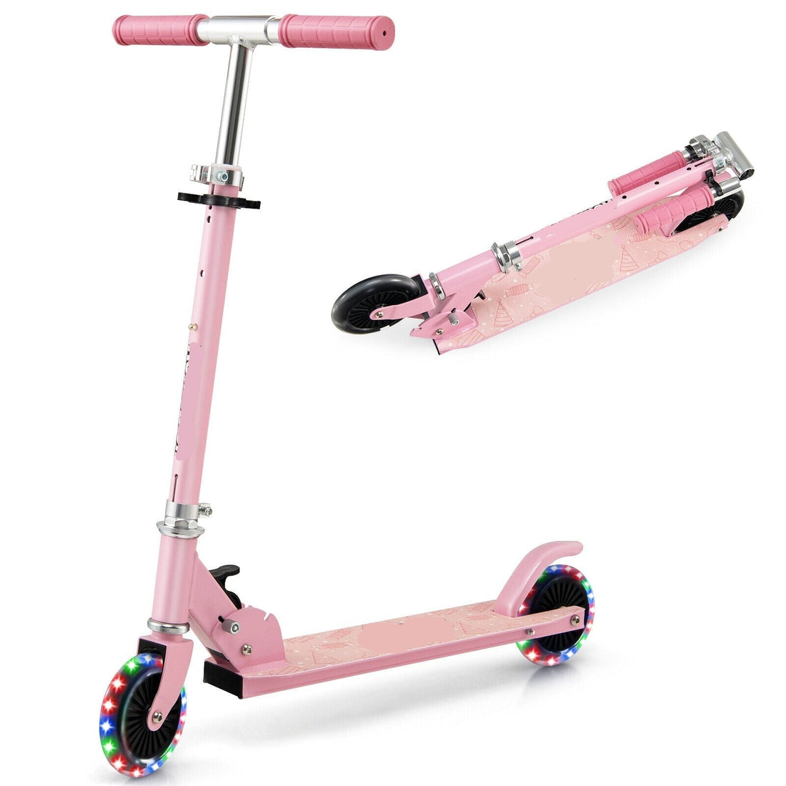 Kids Folding & Adjustable Kick Scooter w/Flashing Wheels childrensterritory