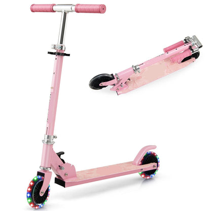 Kids Folding &amp; Adjustable Kick Scooter w/Flashing Wheels childrensterritory