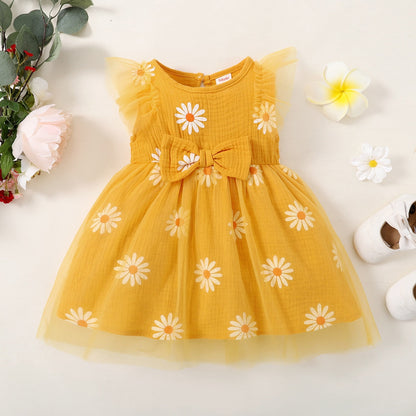 Kids Girl Flowers Print Summer Party Dresses childrensterritory