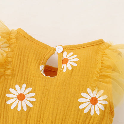 Kids Girl Flowers Print Summer Party Dresses childrensterritory