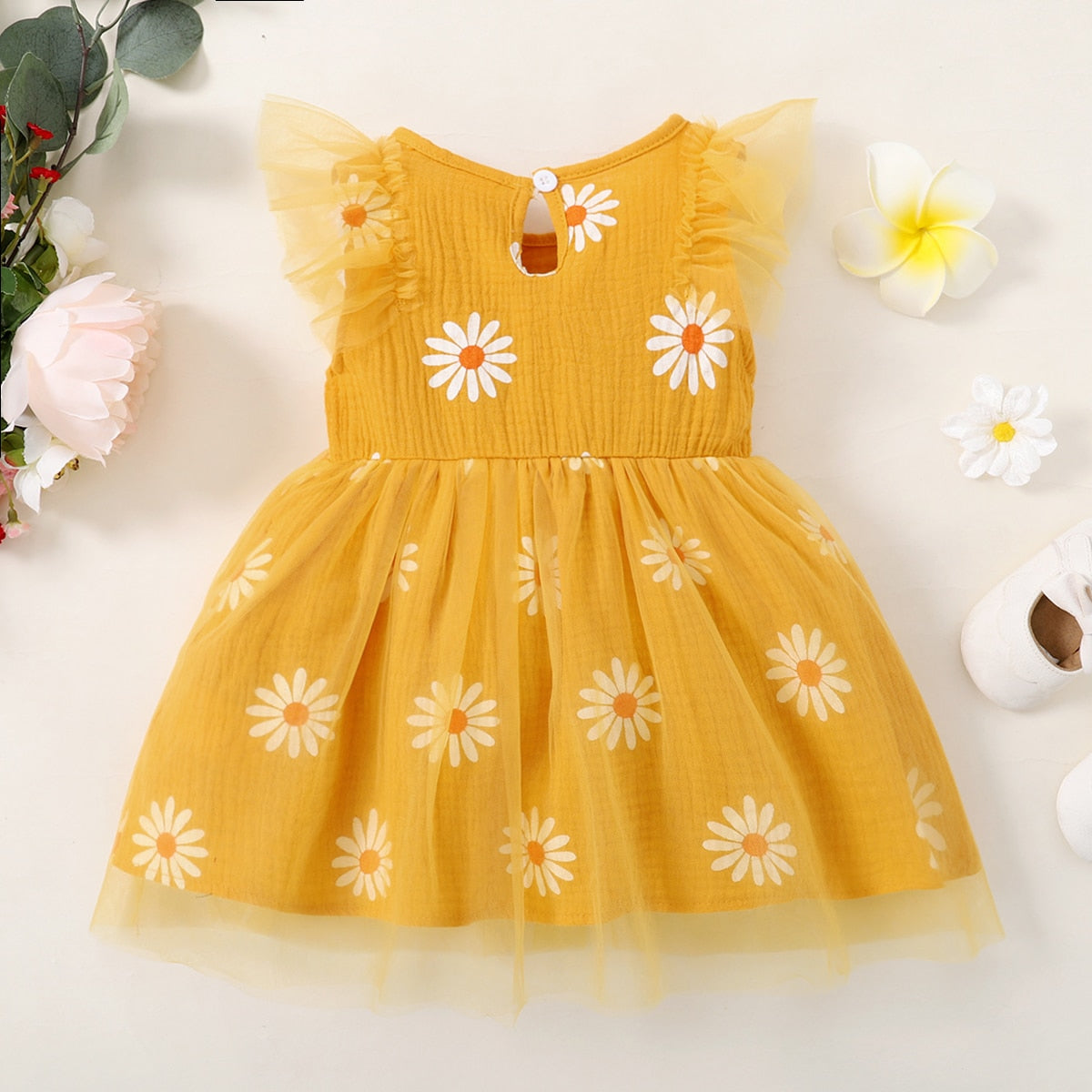 Kids Girl Flowers Print Summer Party Dresses childrensterritory