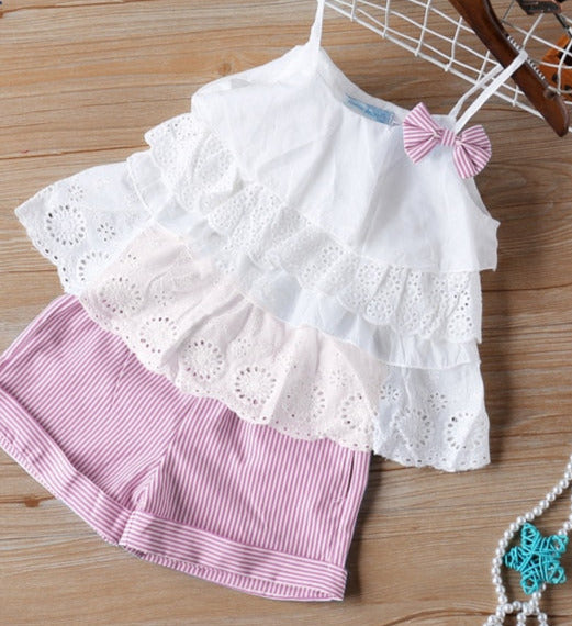 Kids Girls 2Pcs Cotton Outfit Set for Summer childrensterritory