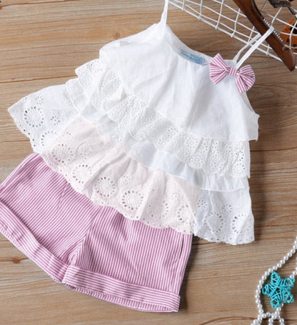 Kids Girls 2Pcs Cotton Outfit Set for Summer childrensterritory
