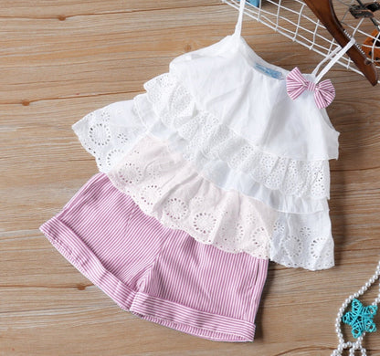 Kids Girls 2Pcs Cotton Outfit Set for Summer childrensterritory
