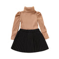 Kids Girls 2Pcs Turtleneck Knitwear & Pleated Skirt Set childrensterritory