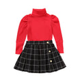 Kids Girls 2Pcs Turtleneck Knitwear & Pleated Skirt Set childrensterritory