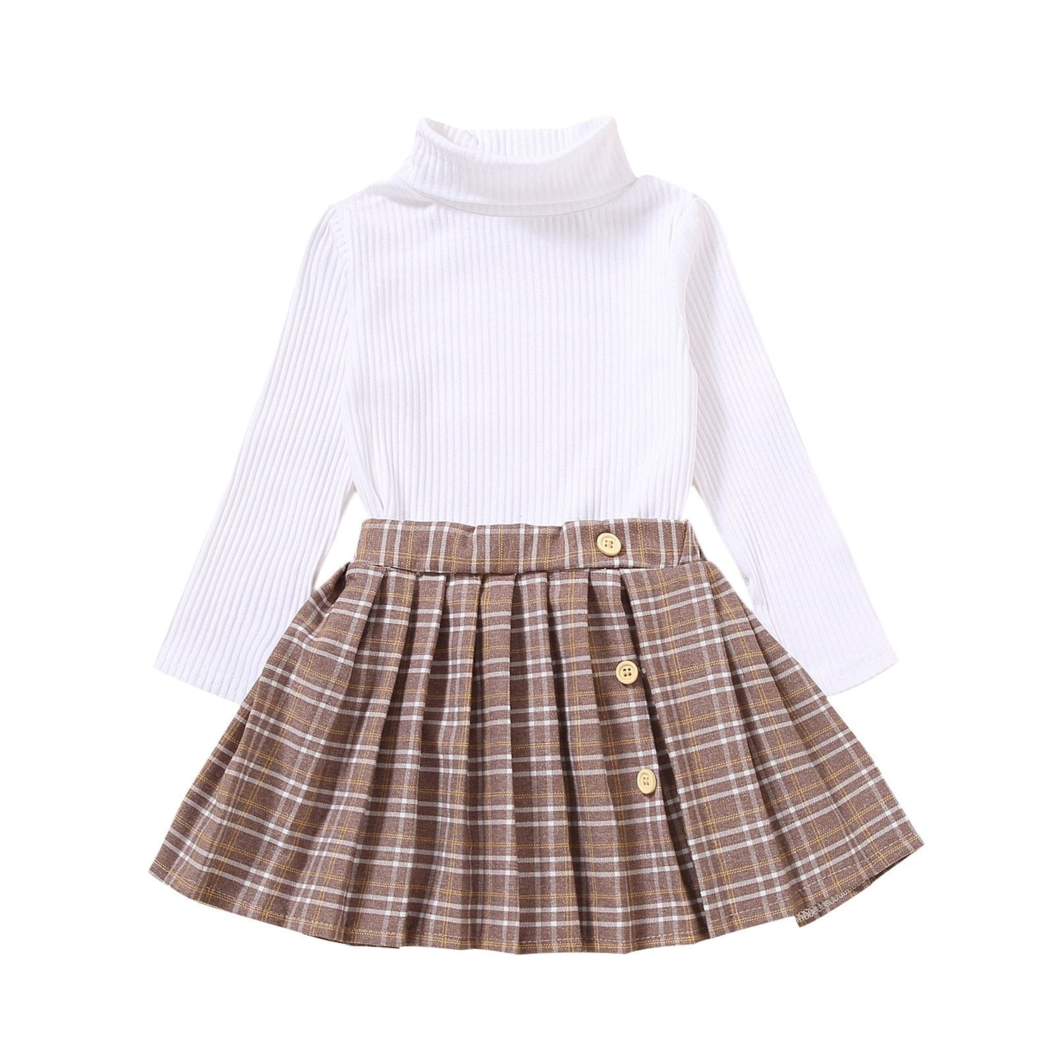 Kids Girls 2Pcs Turtleneck Knitwear &amp; Pleated Skirt Set childrensterritory