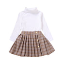 Kids Girls 2Pcs Turtleneck Knitwear & Pleated Skirt Set childrensterritory