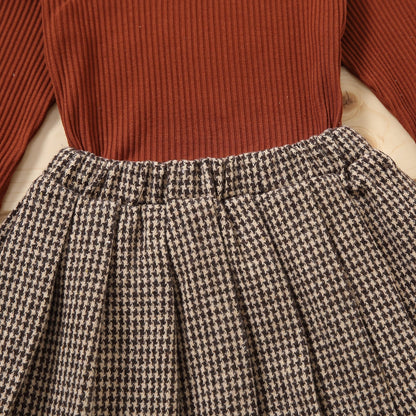 Kids Girls 2Pcs Turtleneck Knitwear &amp; Pleated Skirt Set childrensterritory